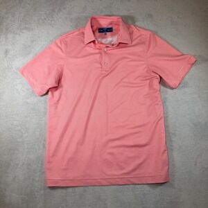 USA Palm Mens Performance Golf Polo Shirt Red White Striped Size Medium